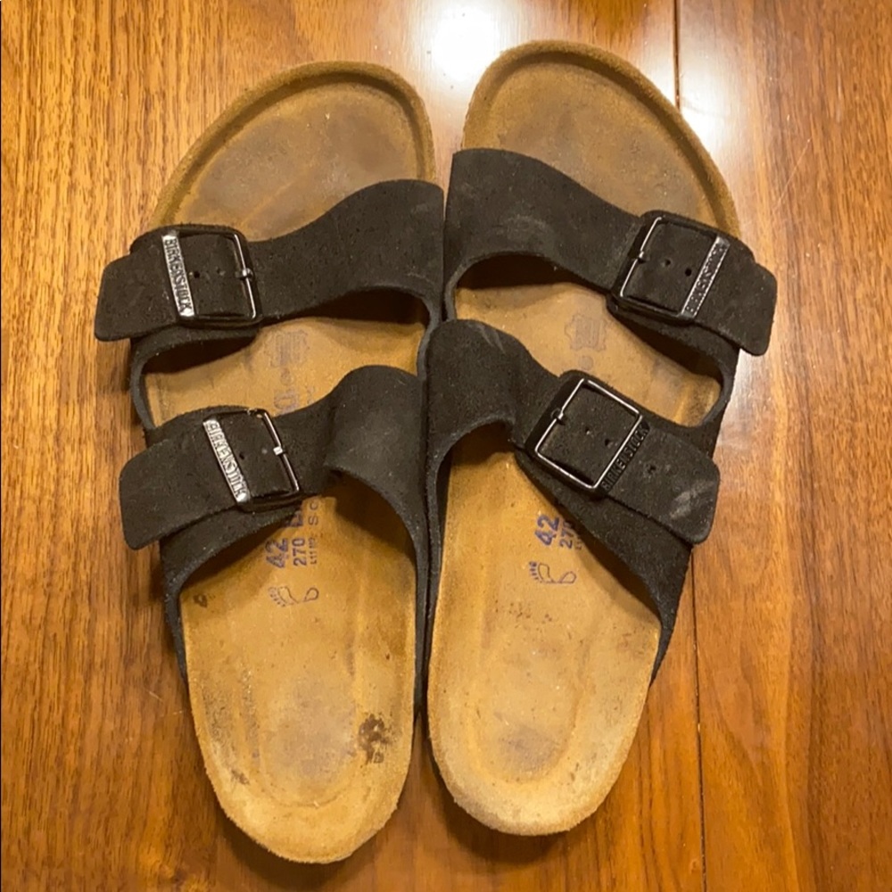 Black suede Birkenstock sandals 42